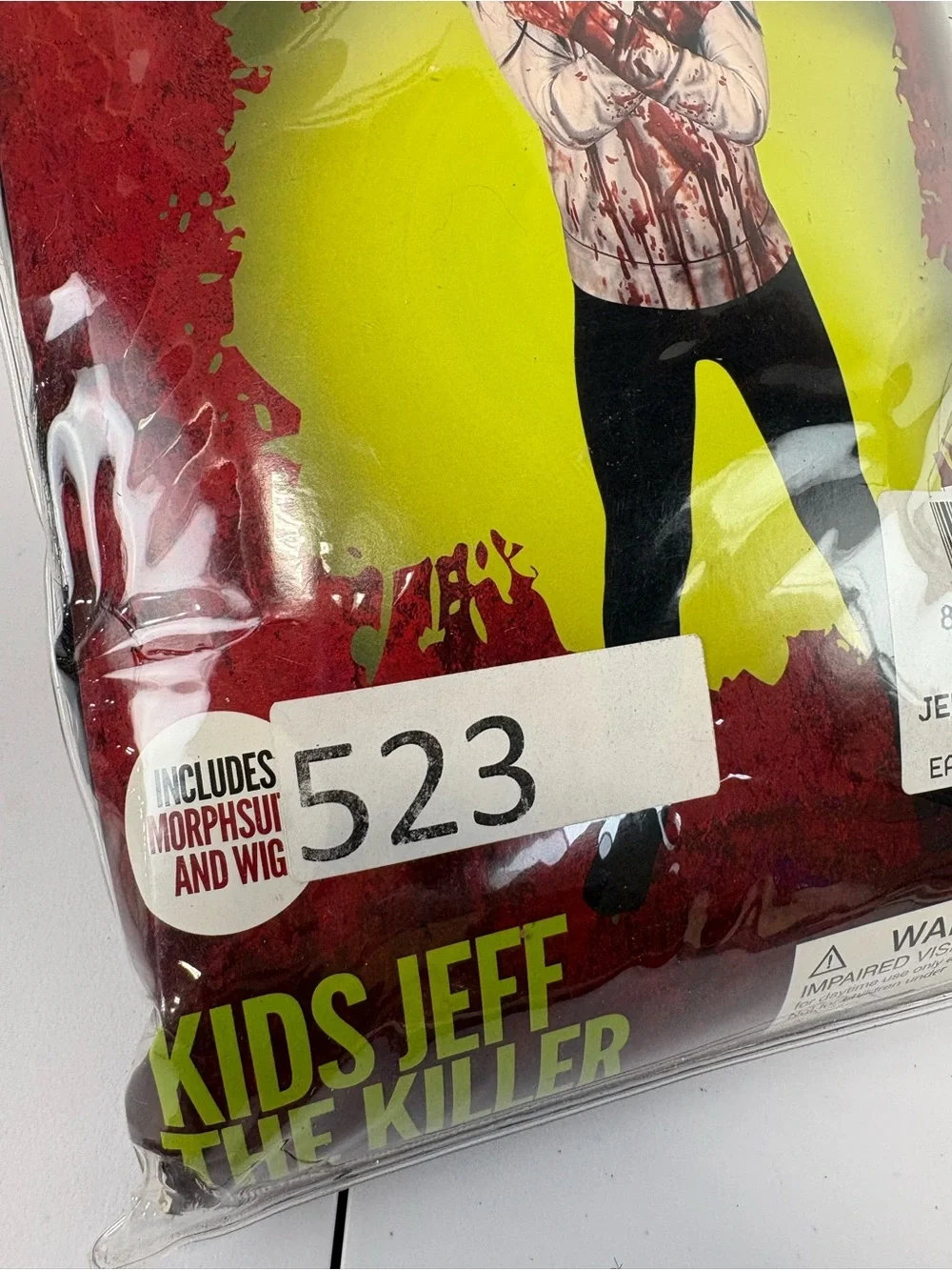 Morph Costumes Jeff the Killer Size L Kids 10-12 Scary Horror Full Body Suit